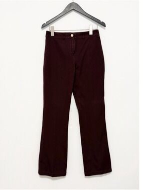 St John Cotton Twill Stretch Pants Dark Burgundy Size 2